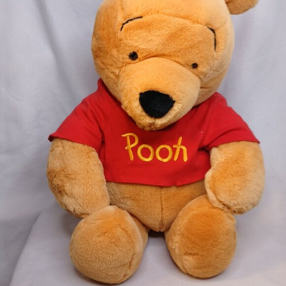 Large Disney Pooh Red Tshirt Plush Stuffed Animal 24" Preowned 19" Sitting - Picture 4 of 8